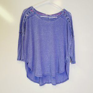 Betsey Johnson Performance Casual Cold Shoulder Purple Shirt Womens Small